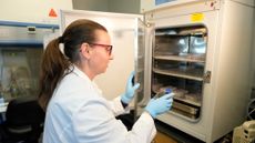 A research scientist is seen at the UTHealth Houston science center.
