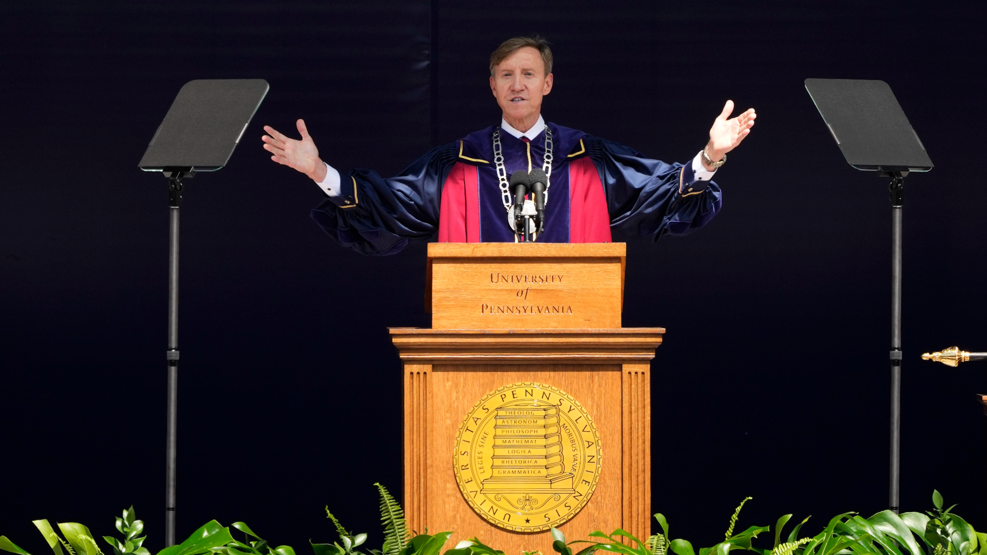 University of Pennsylvania President J. Larry Jameson speaks at the 2025 commencement