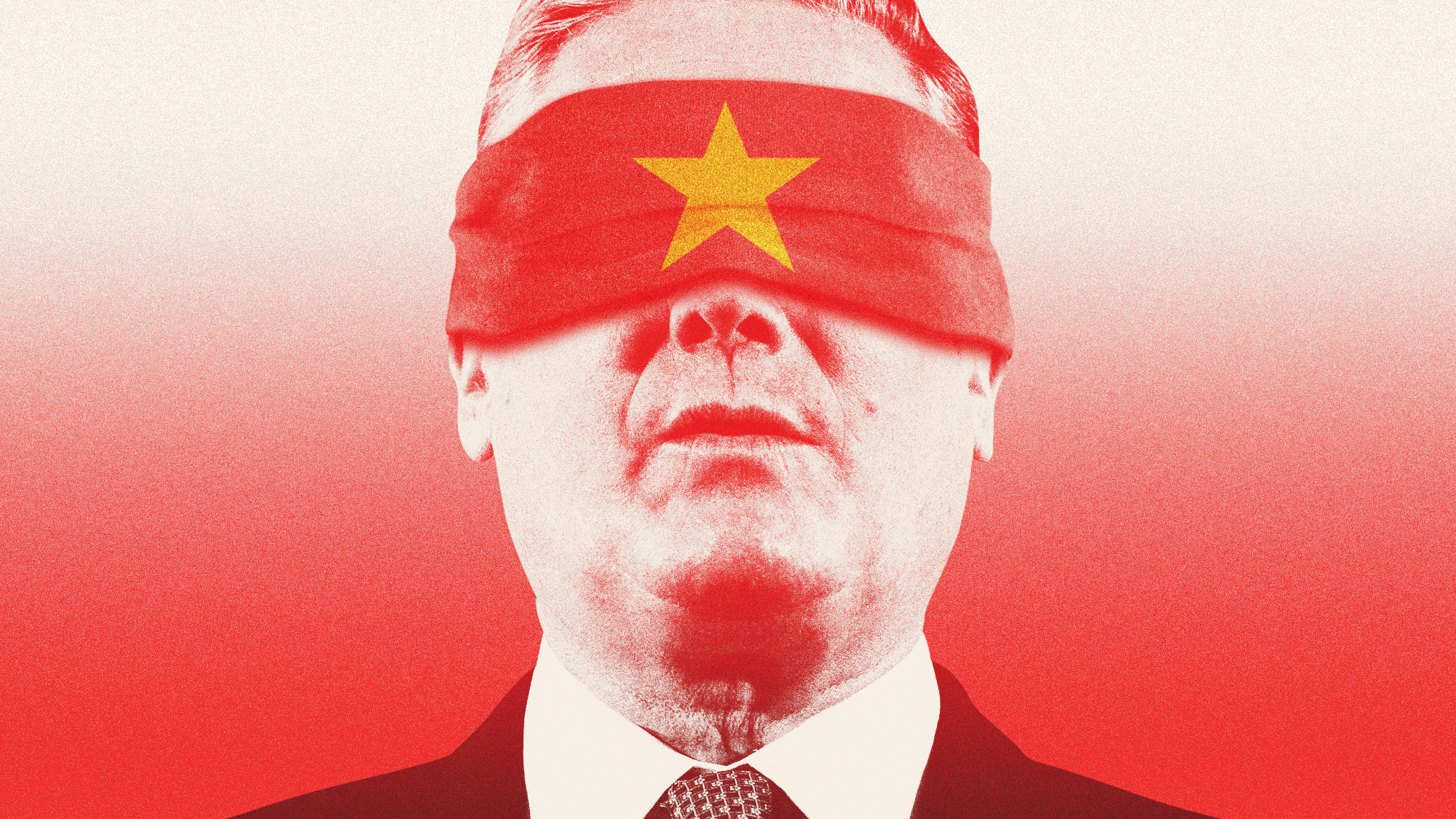 Illustration of Keir Starmer wearing a blindfold